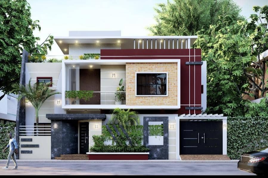 Rendu d'une villa moderne livrée par Rio Construction BTP